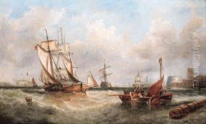 Shipping Before The Harbour Entrance At Portsmouth