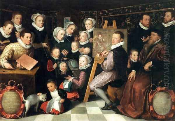 The Artist Painting, Surrounded by his Family - view 1