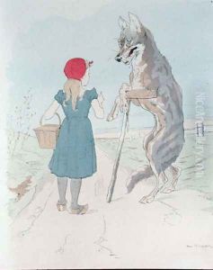 Illustration for Little Red Riding Hood by Charles Perrault (1628-1703) by A. Vimar