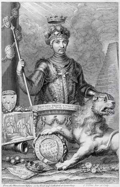 Edward The Black Prince 1330-76 after the monumental effigy in Canterbury Cathedral, engraved by the artist - view 1