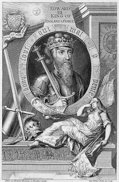 Edward III 1312-77 King of England from 1327, after a painting in Windsor Castle, engraved by the artist - view 1
