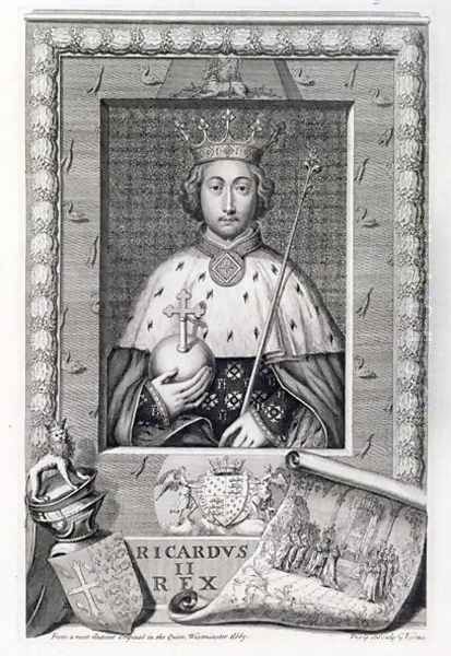 Richard II 1367-1400 King of England 1377-99, after a painting in Westminster Abbey, engraved by the artist - view 1
