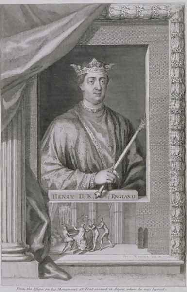 Henry II 1133-89 King of England from 1154, from the effigy on his monument at Fontevrault in Anjou, engraved by the artist - view 1