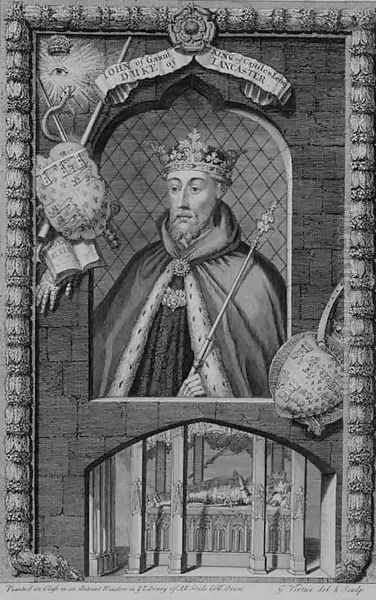 John of Gaunt, Duke of Lancaster 1340-99 after a painting on glass in the Library of All Souls College, Oxford, engraved by the artist - view 1