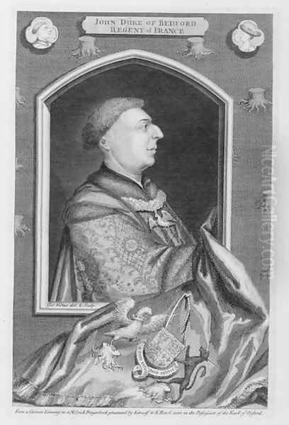 John of Lancaster, Duke of Bedford 1389-1435 after a portrait in a prayerbook, engraved by the artist - view 1