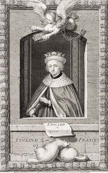 Edward V 1470-83 King of England in 1483, after a portrait in a book, engraved by the artist - view 1