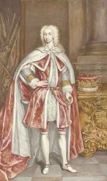 Portrait of Edmund, Duke of Buckingham (1715-1735), full-length, in state dress with ducal coronet, in an interior - view 1