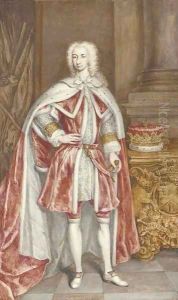 Portrait of Edmund, Duke of Buckingham (1715-1735), full-length, in state dress with ducal coronet, in an interior