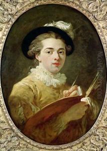 Self Portrait with palette by Francois-Andre Vincent