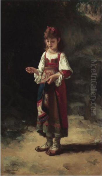 Young Girl Sewing - view 1