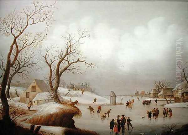 Winter Landscape with Figures Skating - view 1