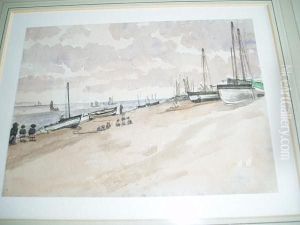 Aldeburgh Beach With Boats And Children by Thomas Gainsborough