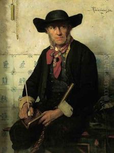 Portrait of a Drentse herder by Hendrik Valkenburg