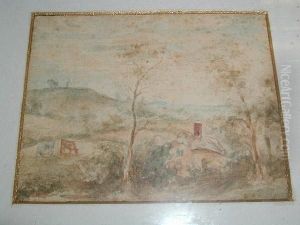 Cattle By A Cottage In An Extensive Landscape by Thomas Gainsborough