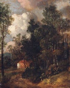 A Country House In A Wooded Landscape by Thomas Gainsborough