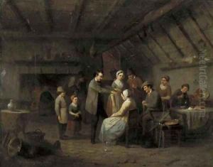 Le magnetiseur treating a patient in a tavern by Charles Venneman