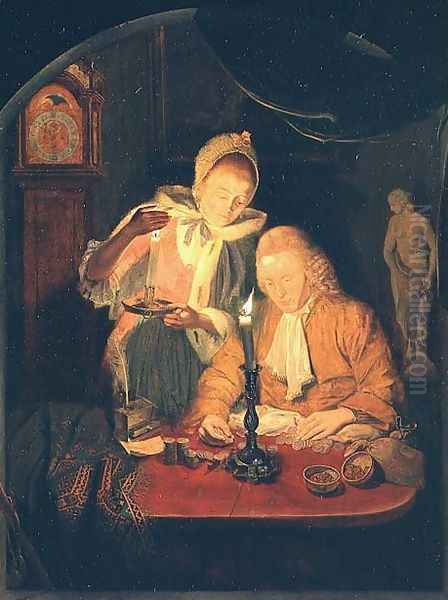 Couple counting money by candlelight, 1779 - view 1