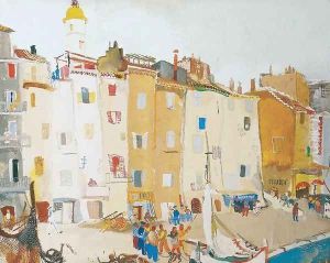 Italian Town at the Seashore by Endre Vadasz