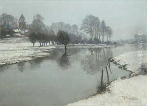 Winter Am Niederrhein. Signiert
Unten Rechts: M. Clarenbach. Ol Auf Leinwand. H 50; B 70 Cm. - view 1