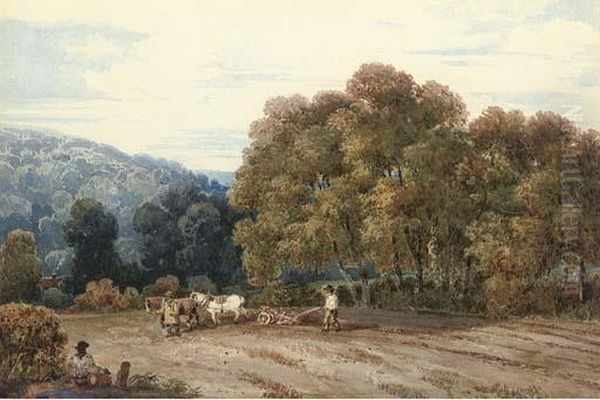 A Horsedrawn Plough In An Extensive Landscape - view 1