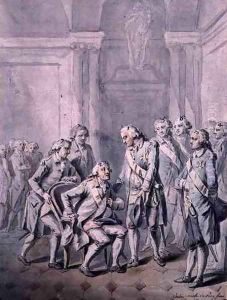 Louis XVI 1754-93 and the Duc de Richelieu during the Feast of the Holy Ghost by Antoine Vestier