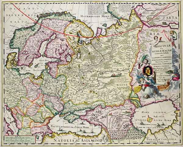 Map of Asia Minor showing Norway, Sweden, Denmark, Lapland, Poland, Turkey, Russia and the Moscow region, c.1626 - view 1
