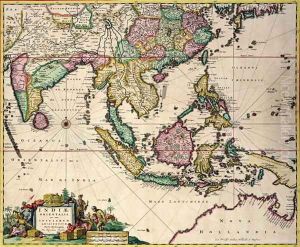 General map extending from India and Ceylon to northwestern Australia by way of southern Japan, the Philippines, the Malay Peninsula and the Indonesian archipelago by Nicolaes (Claes) Jansz Visscher