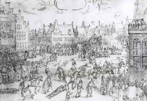 The Death of the Gunpowder Conspirators, 31st January 1606 by Nicolaes (Claes) Jansz Visscher