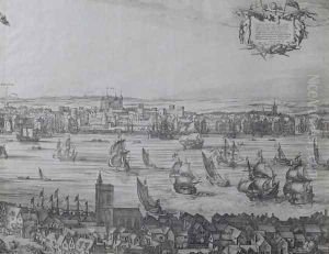 Panorama of London and the Thames, part four showing the Tower and the Church of St. Olave, c.1600 by Nicolaes (Claes) Jansz Visscher