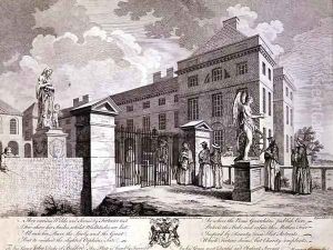 A Perspective view of the Foundling Hospital with Emblematic Figures, 1749 by S. Vale