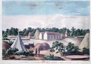 Encampment on the land of J. Slaber at Thee-Fontyn, from Voyages de M. le Vaillant dans l'Interieur de l'Afrique par le Cap de Bonne Esperance, 1780-85, engraved by Hulk, published in 1790 by Vaillant, Francois Le
