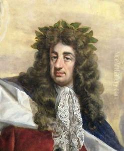 Portrait of Charles II 1630-85 Enthroned in Garter Robes by Antonio Verrio