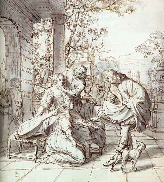 Elegant Company on a Terrace c. 1680 - view 1