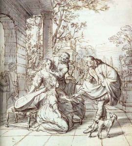 Elegant Company on a Terrace c. 1680 by Johannes Verkolje
