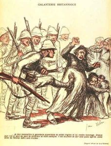 British Gallantry, a French criticism of the evils of a British concentration camp for Boer women and children, Boer War (1898-1902) by Jean Veber