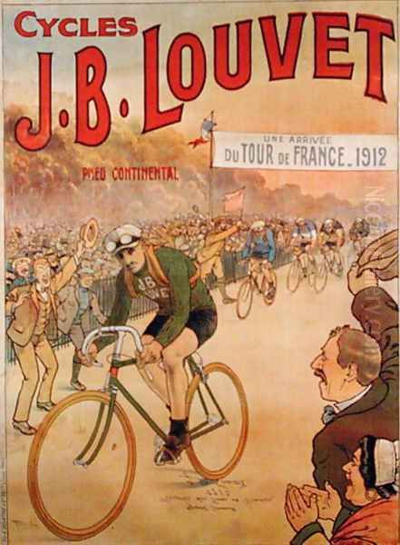 Poster advertising the cycles J.B. Louvet with an arrival of Tour de France 1912 - view 1