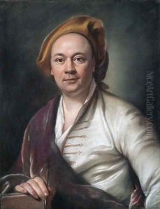 Presumed portrait of Louis de Silvestre holding an artist's chalk, bust-length by Joseph Vivien
