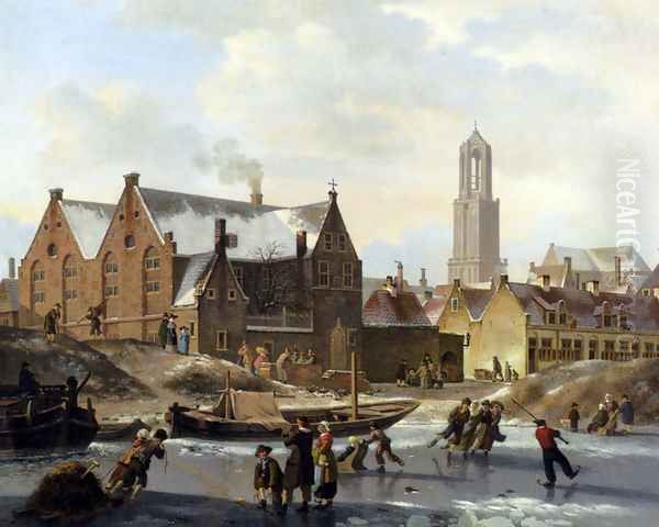Skaters On A Frozen Canal - view 1
