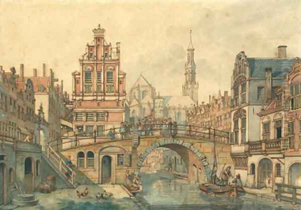 A capriccio view in Utrecht, with a smartlap performer on a bridge - view 1
