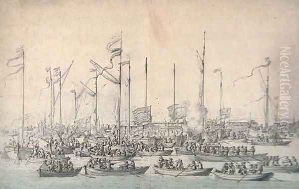 Celebration on the Thames near Whitehall, after the Coronation of James II 1633-1701 - view 1