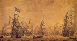 The Dutch Navy Sailing by Willem van de, the Elder Velde