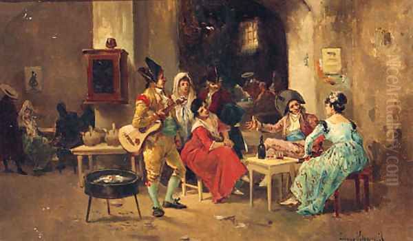 Spanish Figures In An Interior - view 1
