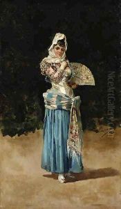 Woman in Spanish Dress and Madador by Eugenio Lucas Villamil