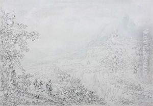 Travellers In A Capriccio Landscape by Anthony Devis