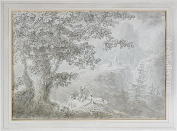 Travellers In A Mountain Landscape - view 1