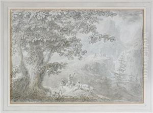 Travellers In A Mountain Landscape by Anthony Devis