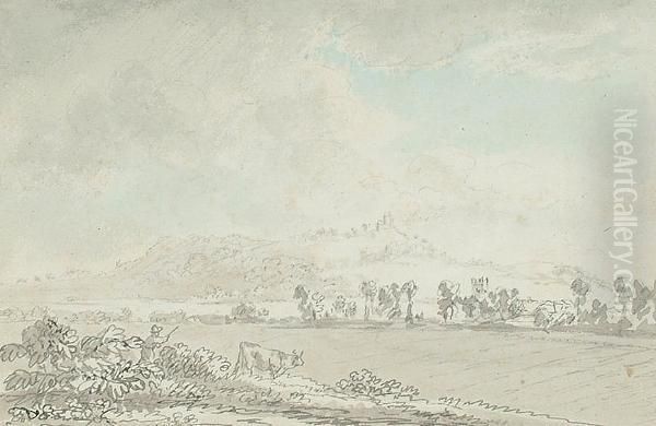 A Country Landscape With Drover And Cow In The Foreground. - view 1