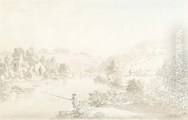Fisherman In A Romantic Landscape - view 1