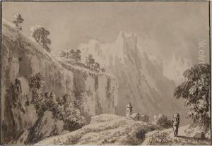 The Village Green, Sulhampstead Berkshire; Sheep Grazing By Ruins On A Hilltop by Anthony Devis