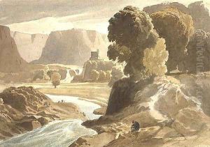 Mountainous landscape with a castle (possibly a view in Wales), c.1802-3 by Cornelius Varley